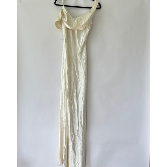 Reformation X Ronda Silk Maxi Dress One Shoulder Ivory Sz 8 NWT - Picture 7 of 9